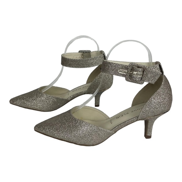 Anne Klein Fararia Anne Platinum Ankle Strap Point Toe Heels Pump Size 8 NWT box - Picture 2 of 15
